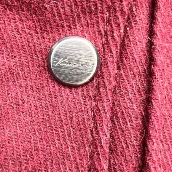 Kenneth Cole Burgundy Wool Blend Faux Fur Hooded Coat Size XS - Picture 3 of 13